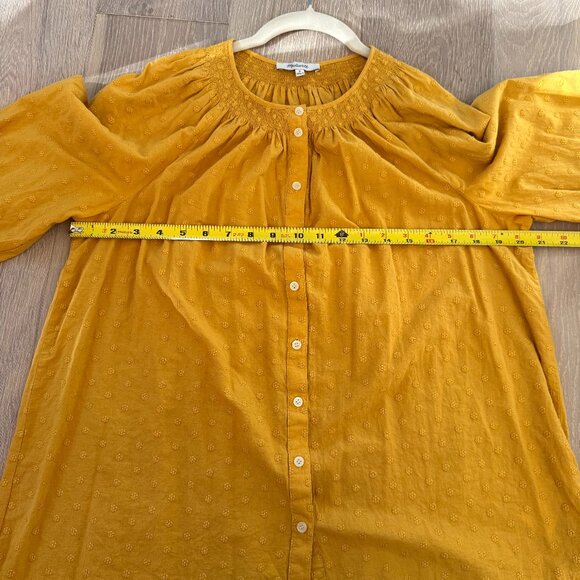 Madewell Yellow Floral Embroidered Smocked-Neck Raglan Balloon Sleeve Women's M - Picture 8 of 15